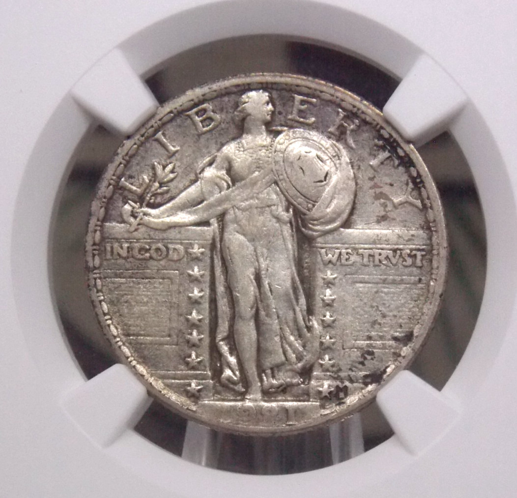 1921 "P" Standing Liberty SILVER Quarter 25c NGC XF40 #002 Extra Fine ECC&C, Inc