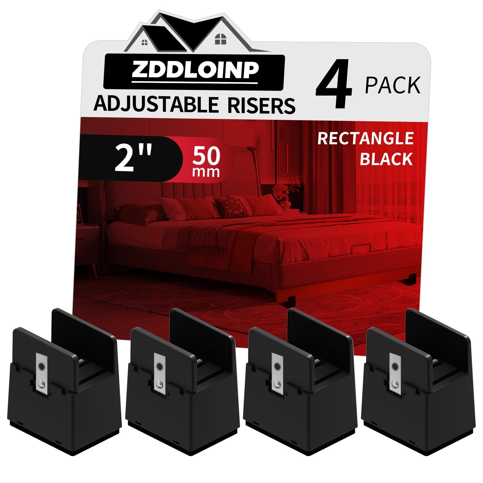 Furniture Risers 2 Inch Heavy Duty Black Plastic Bed Couch Table Desk Legs