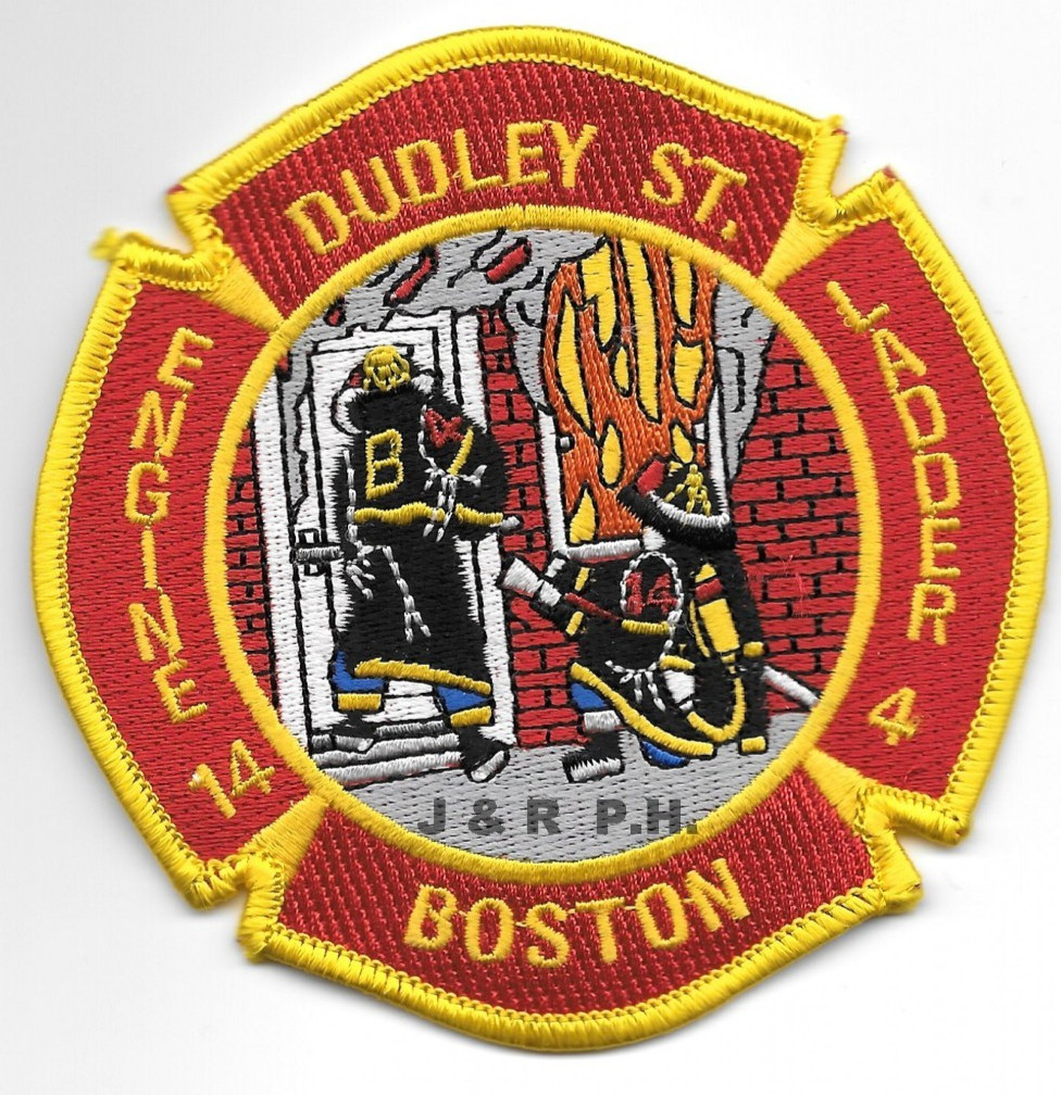 Boston  Engine - 14 / Ladder - 4 "Dudley St.", MA (4" x 4" size) fire patch