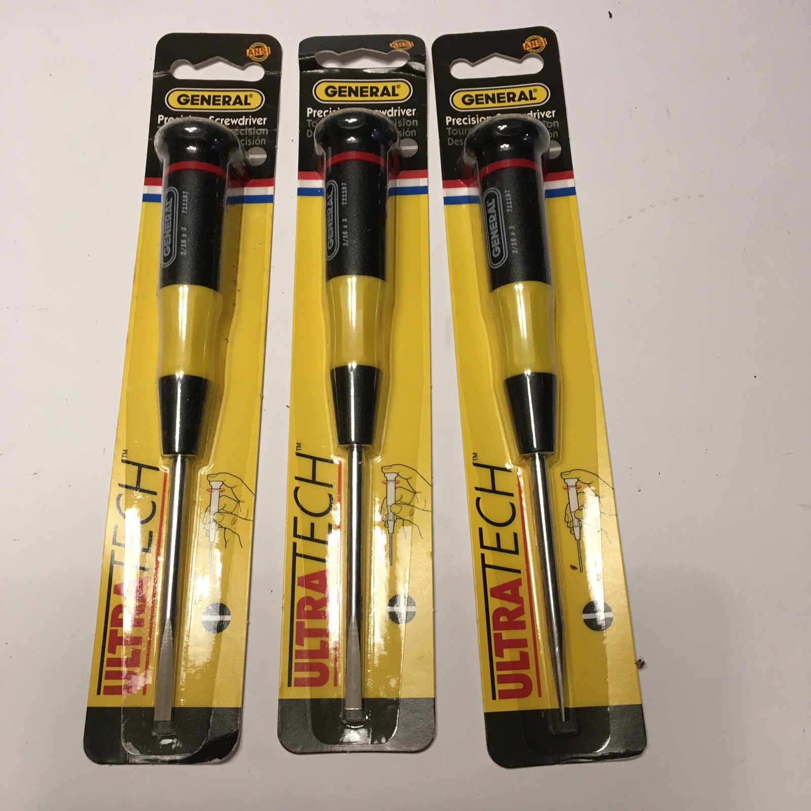General Tools Precision Ultratech Slotted Screwdriver 3/16 x 3" LOT OF 3 NIB!