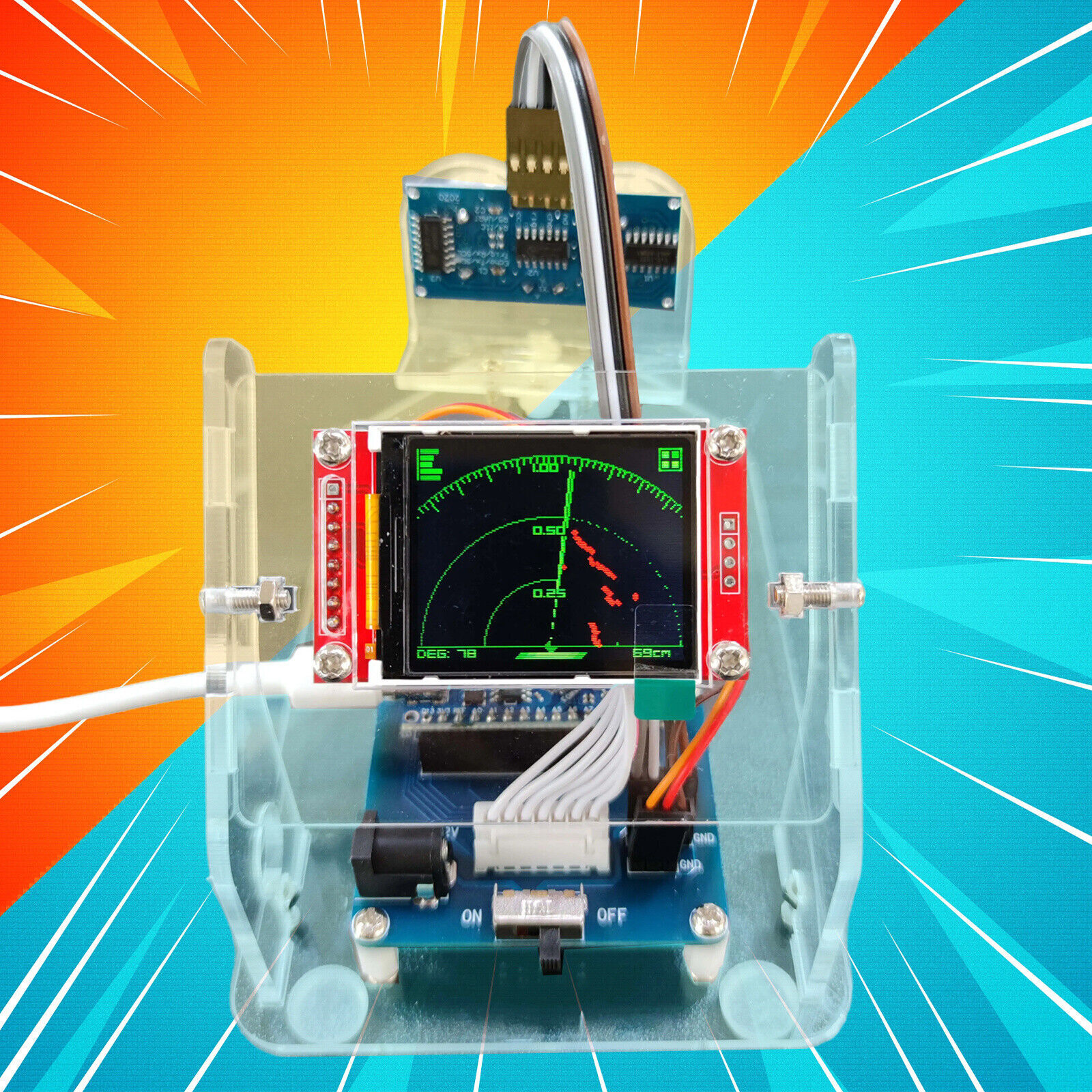 Mini Ultrasonic Unit & 1M Motor Range for Arduino Starter Kit Program Educatiobo
