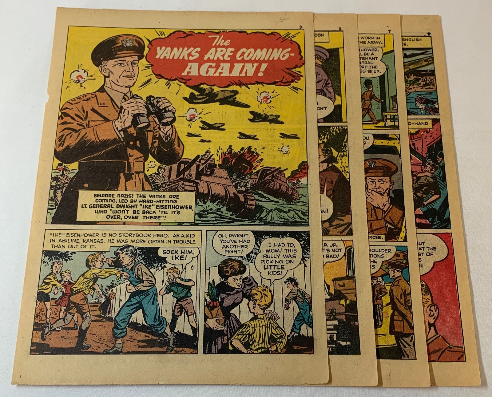 1942 seven page cartoon story ~ LT GENERAL DWIGHT IKE EISENHOWER