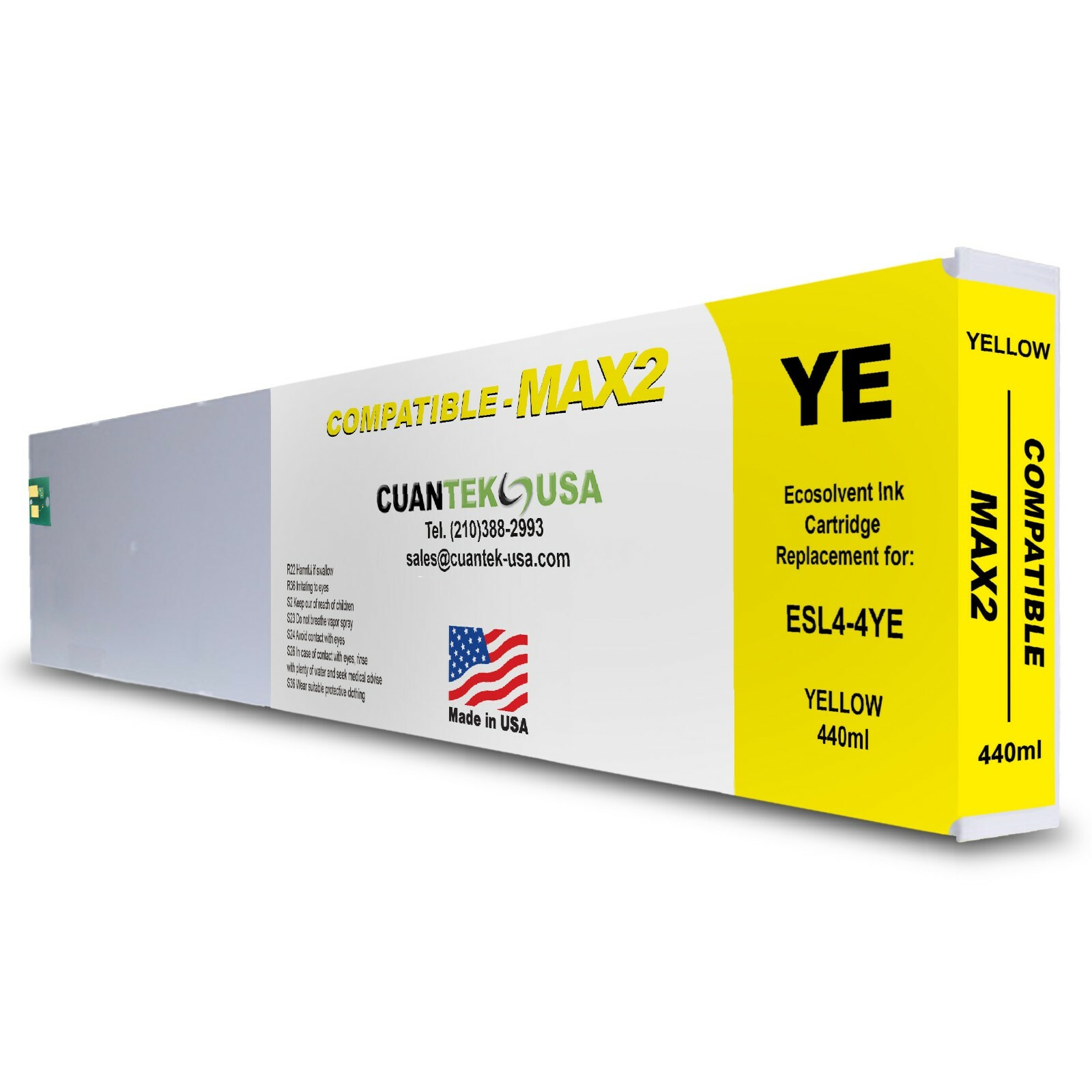 Roland Ecosol MAX2 compatible YELLOW ink 440ml cartridge ESL4-4YE *MADE IN USA