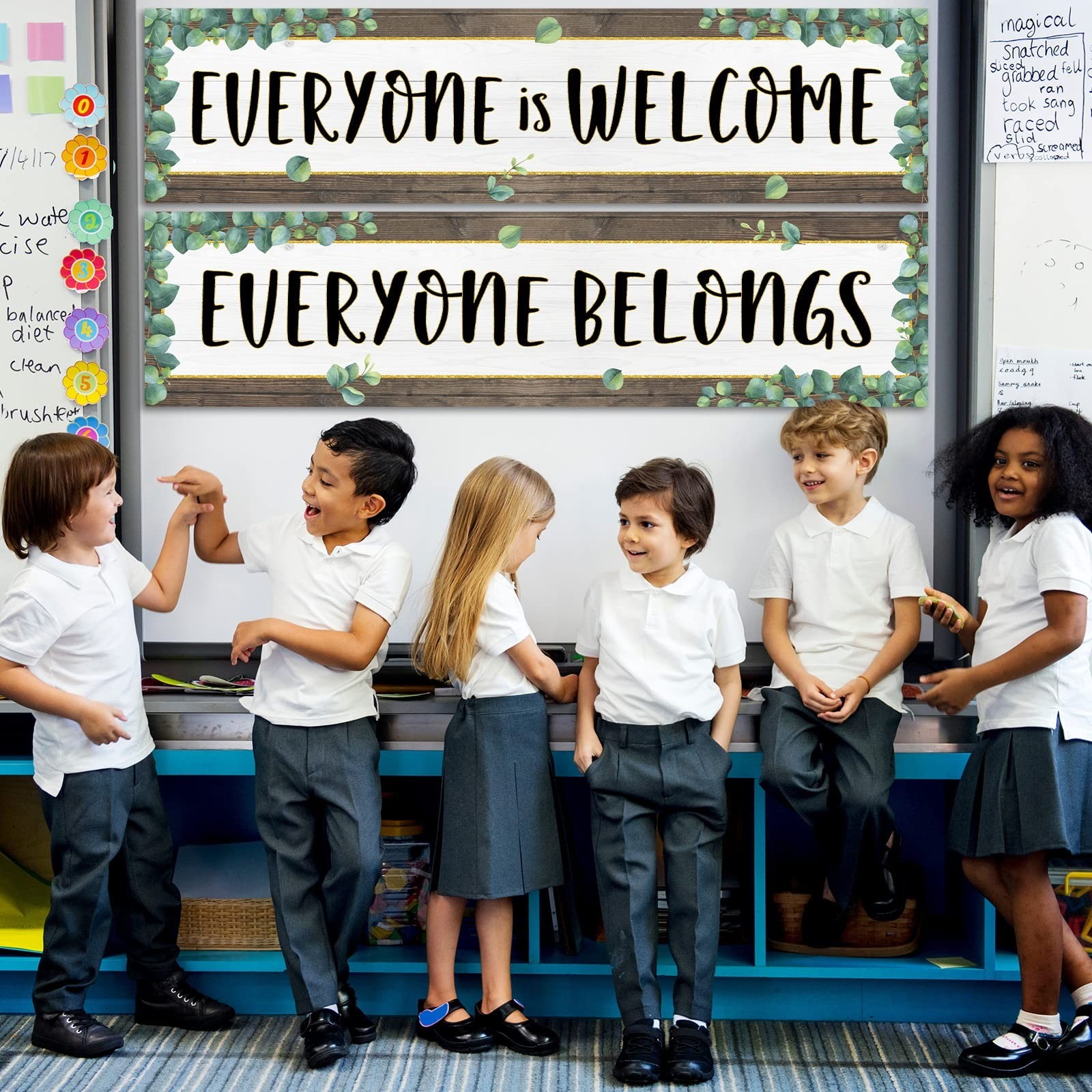 2 Pack Classroom Decorations Welcome Banner Bulletin Board Decor Poster Eucal...