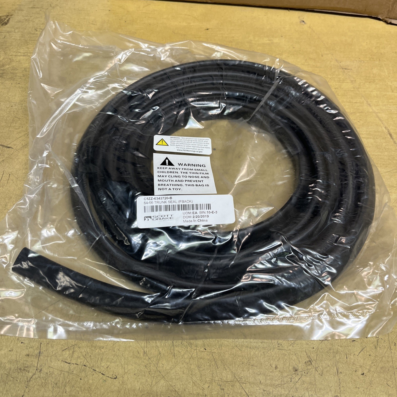 1965 1966 Mustang Fastback Trunk Seal Scott Drake C5ZZ-6343720-B