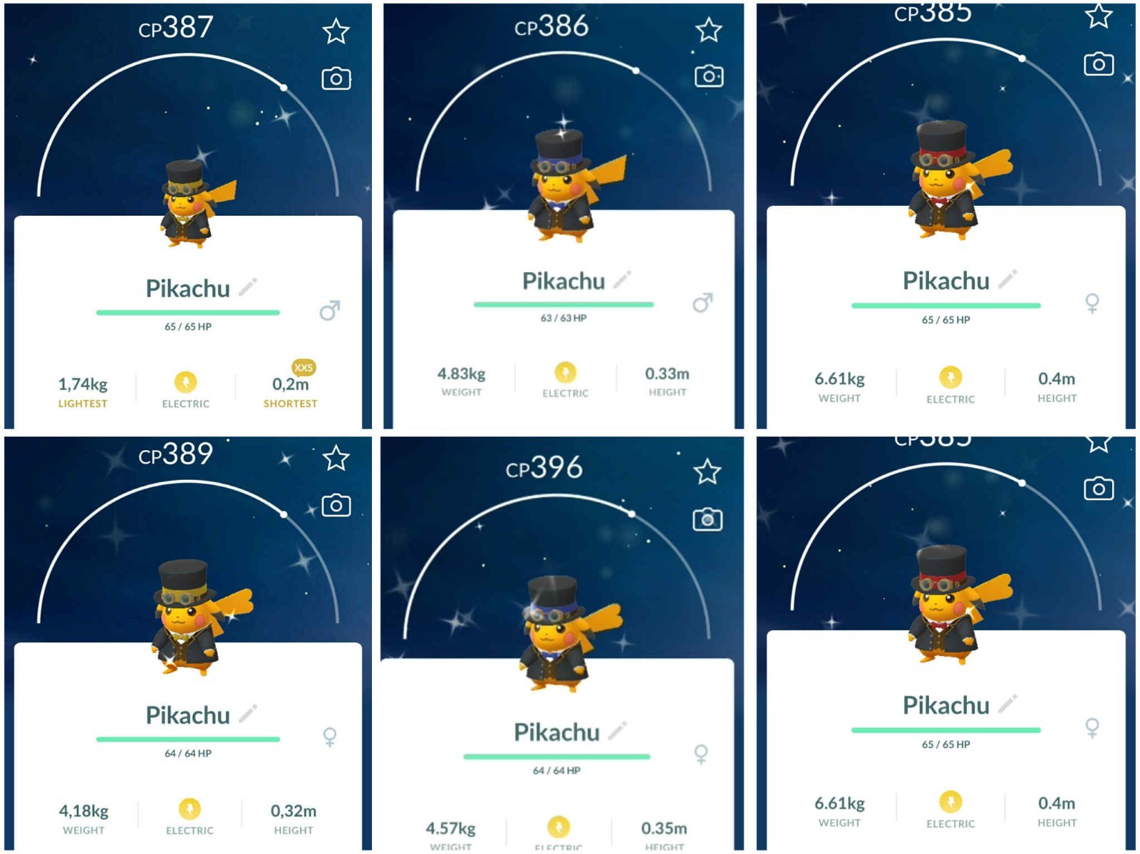 ✨ Shiny Pikachu Dapper ✨ RED-YELLOW-BLUE - PTC - 20k stardust