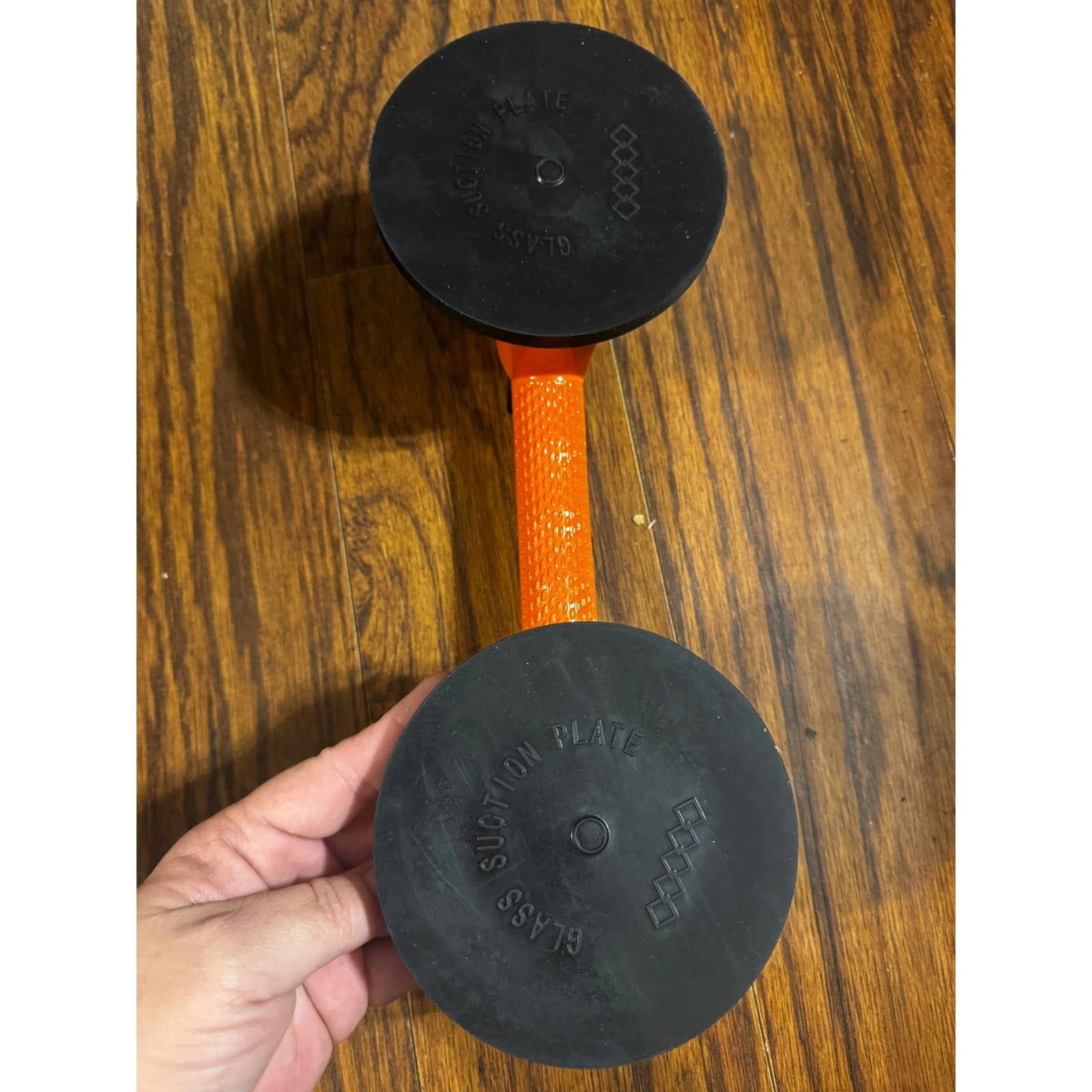 Double Suction Cup Lifter Glass Puller Heavy Duty Tile Mirror Handle Orange