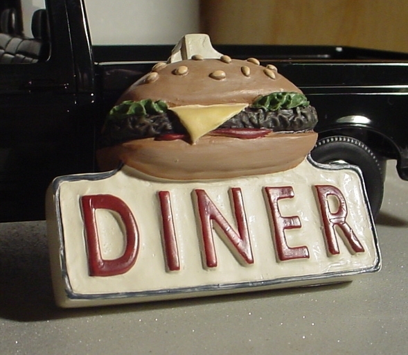Diner Sign Miniature 3 Dimensional 1/24 Scale G Scale Diorama Accessory Item