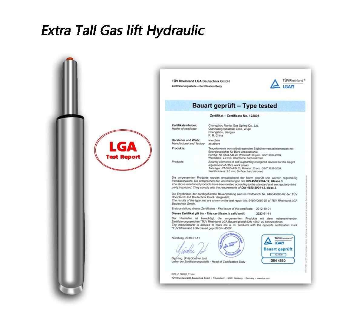 14 To 22 Long Adjustable Gas Lift Cylinder Tube For Office Chair Stool, NEW