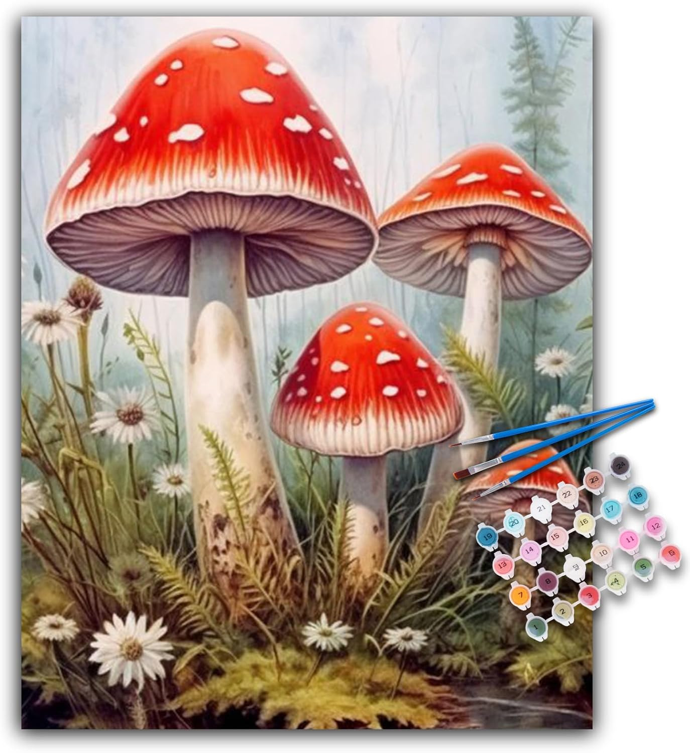 Paint by Numbers Kit for Adults- Mushroom Adult Paint by Number Kits on Canvas..