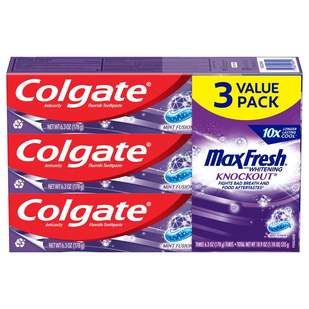 Colgate Max Fresh Knockout Toothpaste, Whitening Toothpaste with Mini Breath