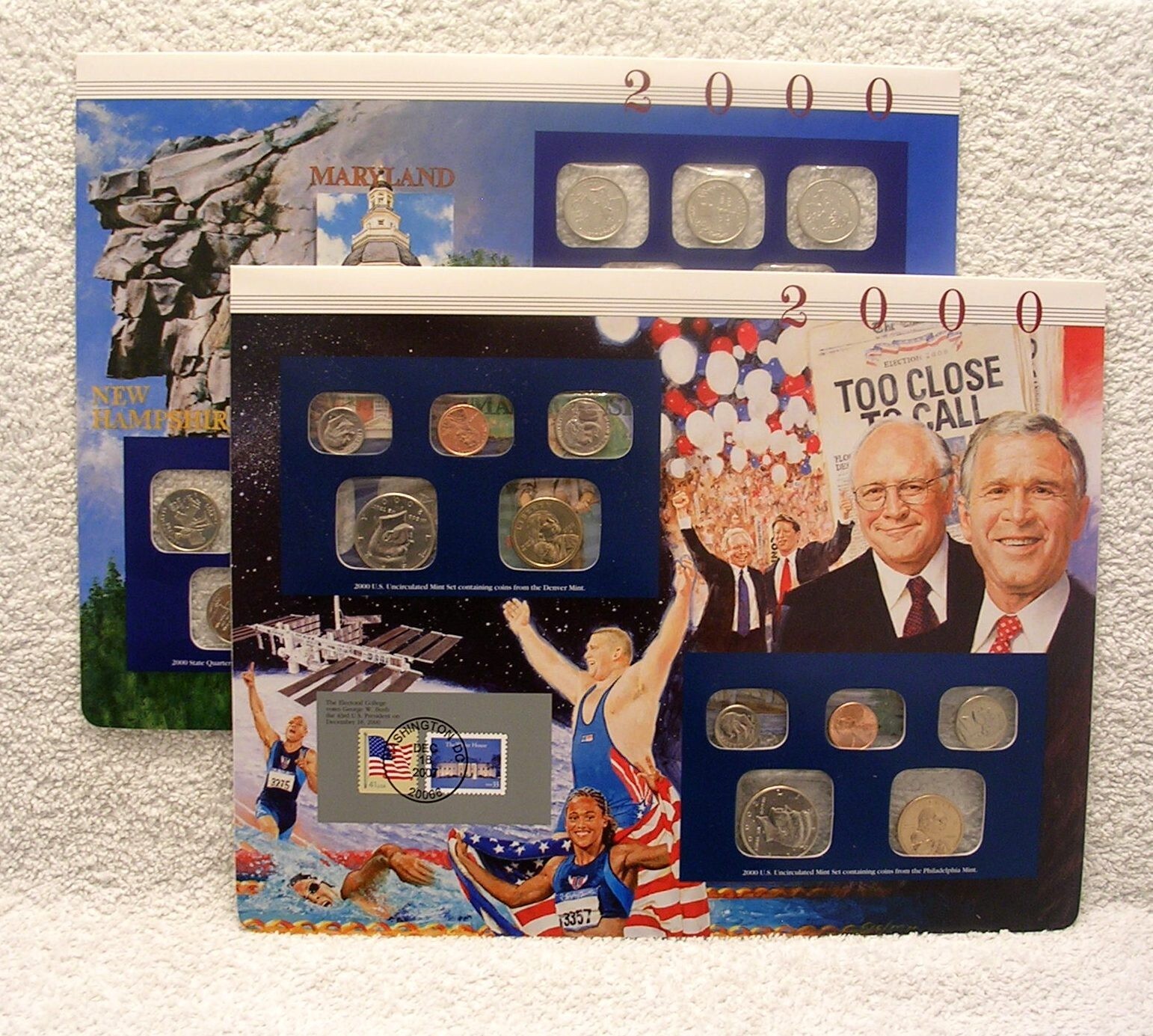 2000 Uncirculated P & D Mint Sets Postal Commemorative Society Coin & Stamp