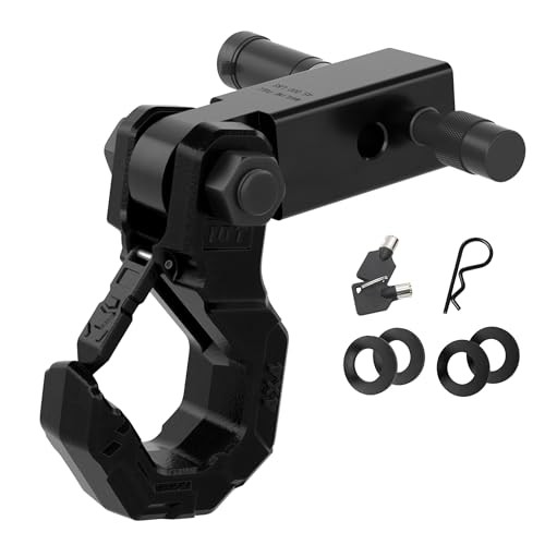 Tow Hook with 2" Hitch Receiver, Shackle Hitch Hook & Hitch Receiver [Black]