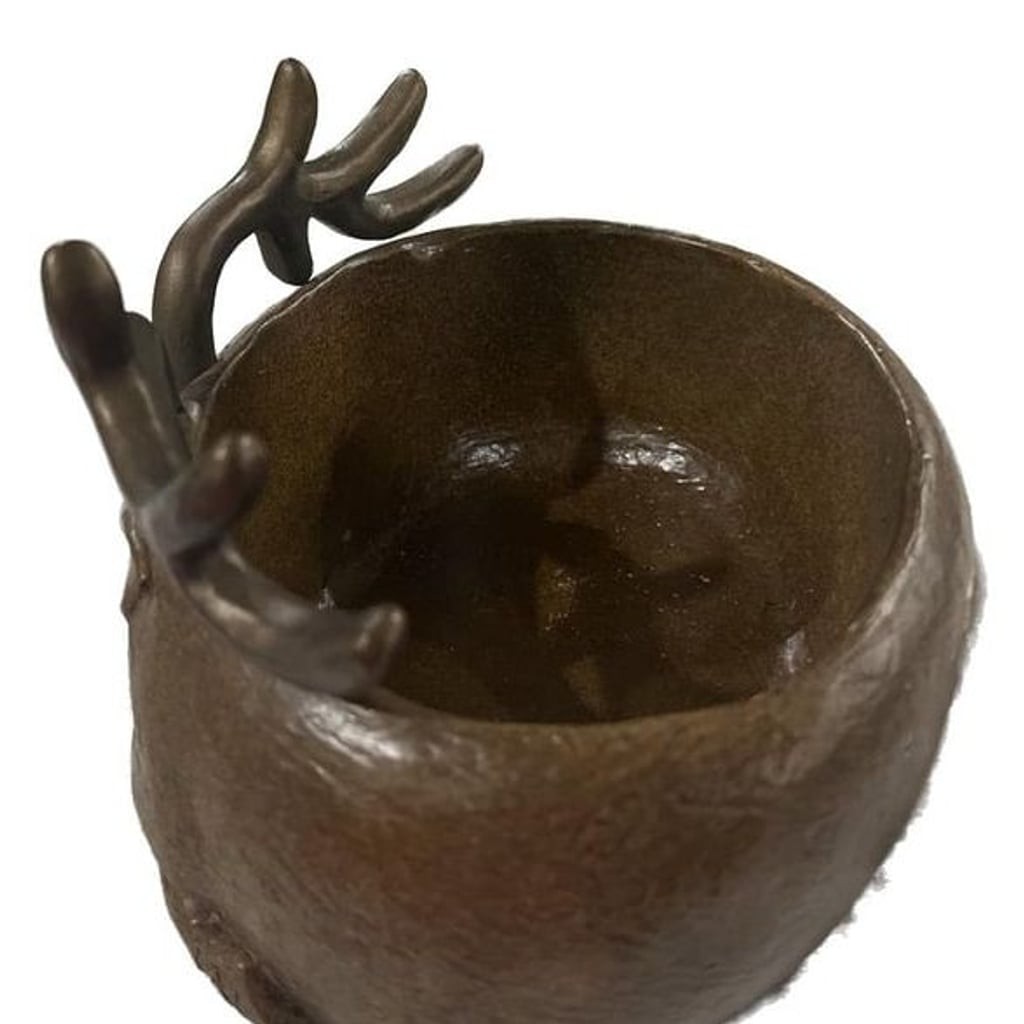 Vintage Iron Deer Head Bowl or Planter
