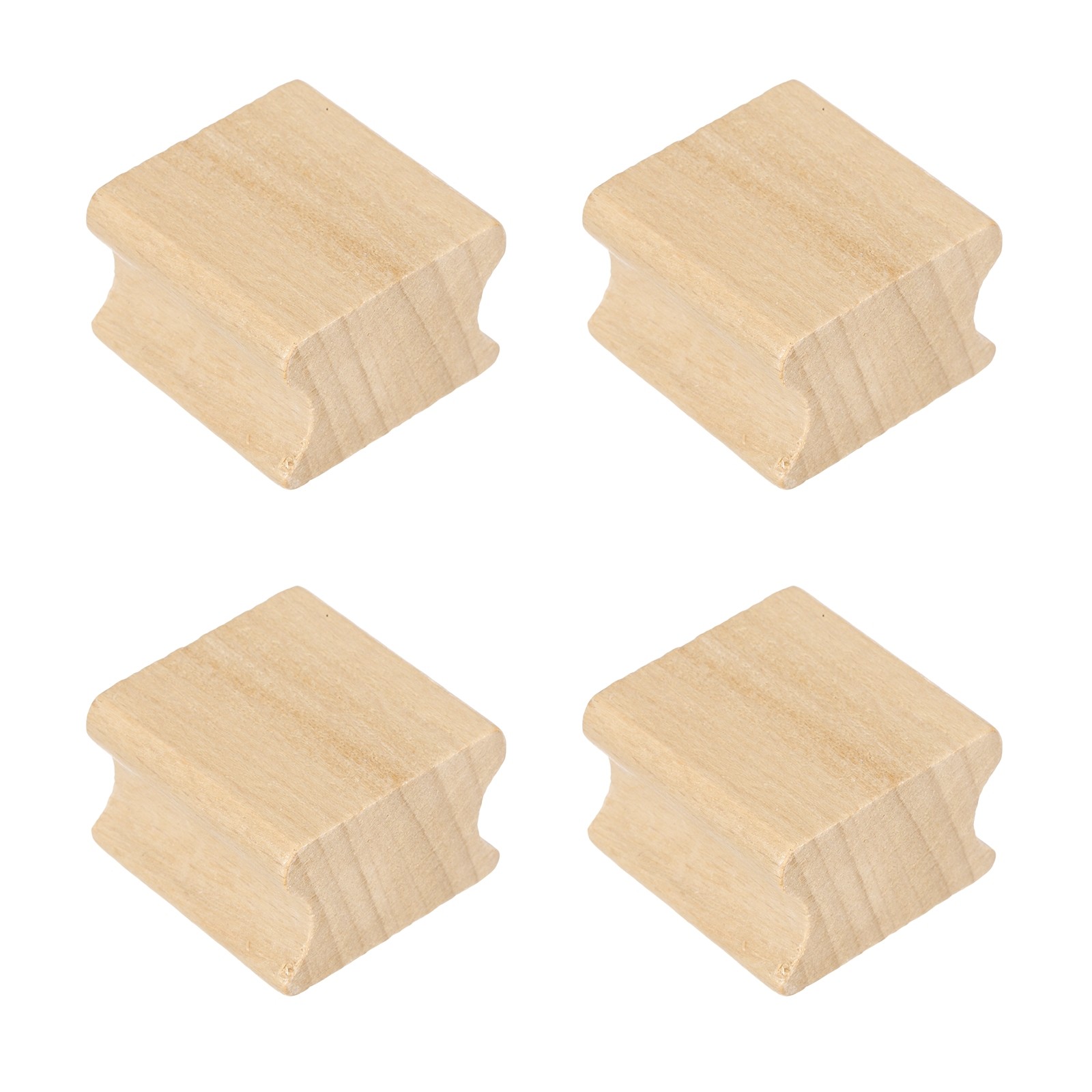 30x30mm Wooden Stamp Block, 4 Pcs Blank Rubber Stamp Mounts, Wood Color