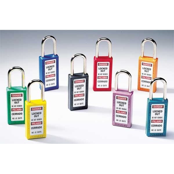 Master Lock 411Blk Lockout Padlock, Keyed Different, Thermoplastic, Black, 1