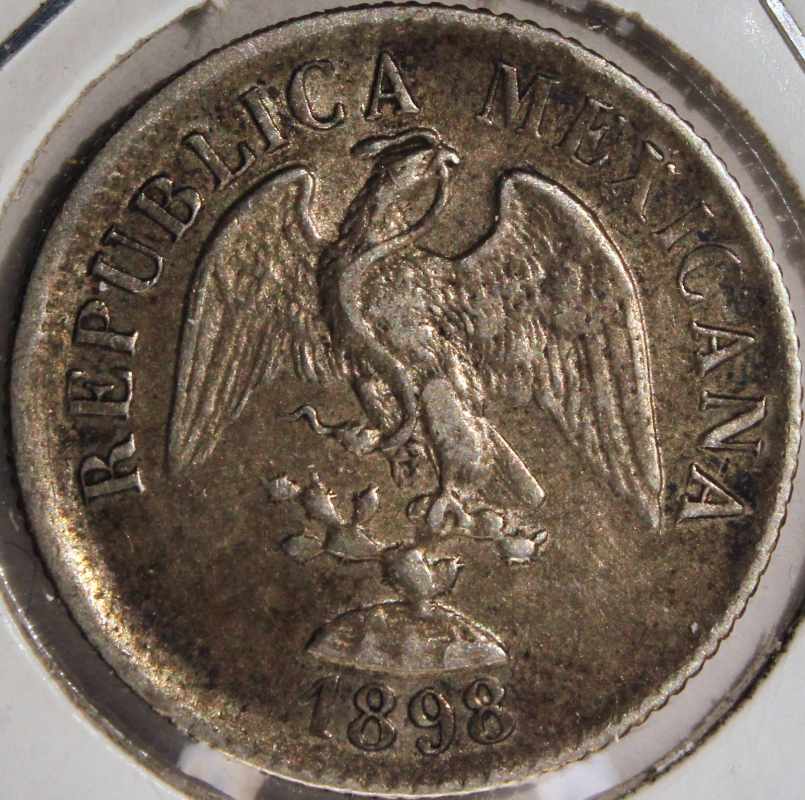 1898 Go R Mexico Silver 20 Centavos – XF!