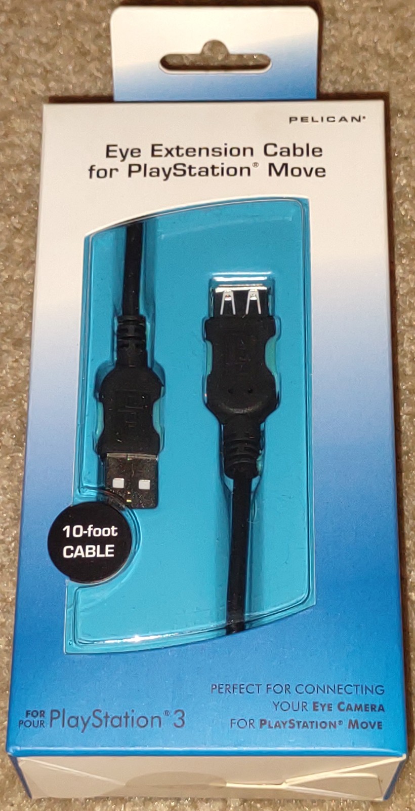Pelican Eye camera USB Extension Cable for PlayStation 3 Move 10ft 10 Foot PS3