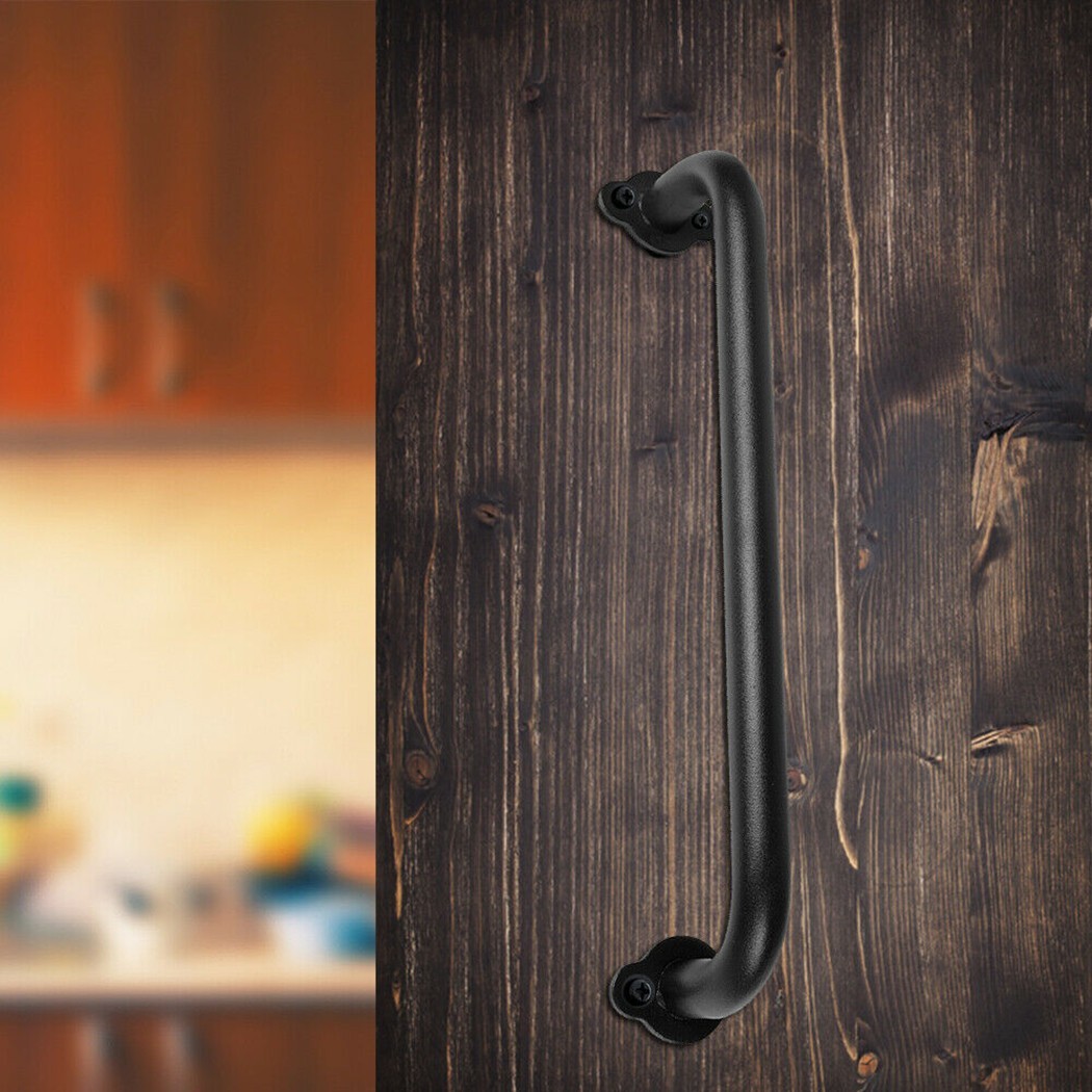 Sliding Barn Door Pull Flush Handle Gate Hardware Set Iron Matte Black