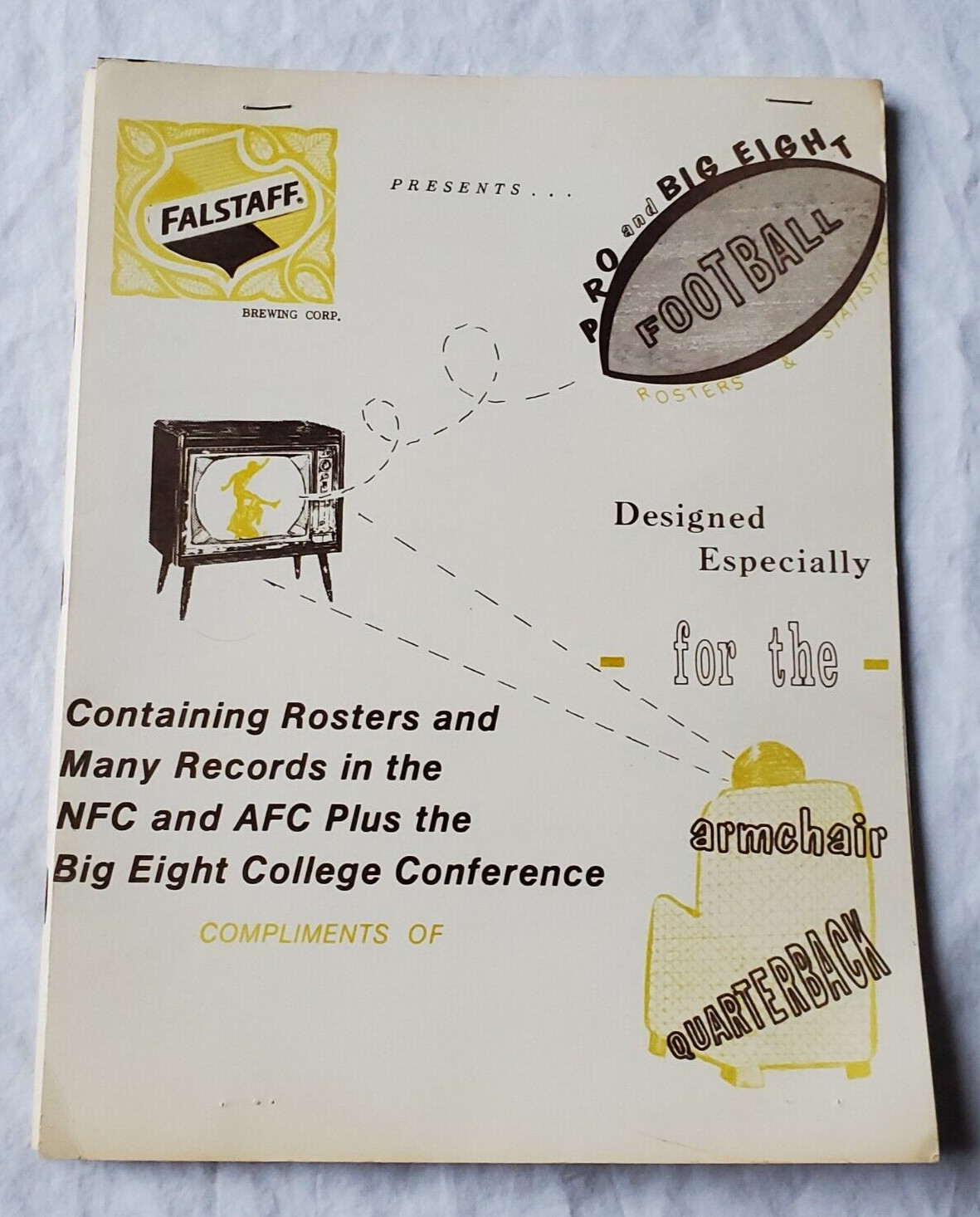 Falstaff Brewing 1971 Pro Football Home Stadium Record Book Program Armchair QB