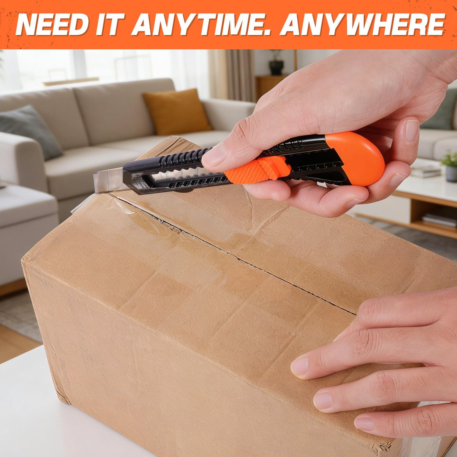 6-Pack Utility Knife Retractable, Retractable Box Cutter for Boxes, Cardboard an