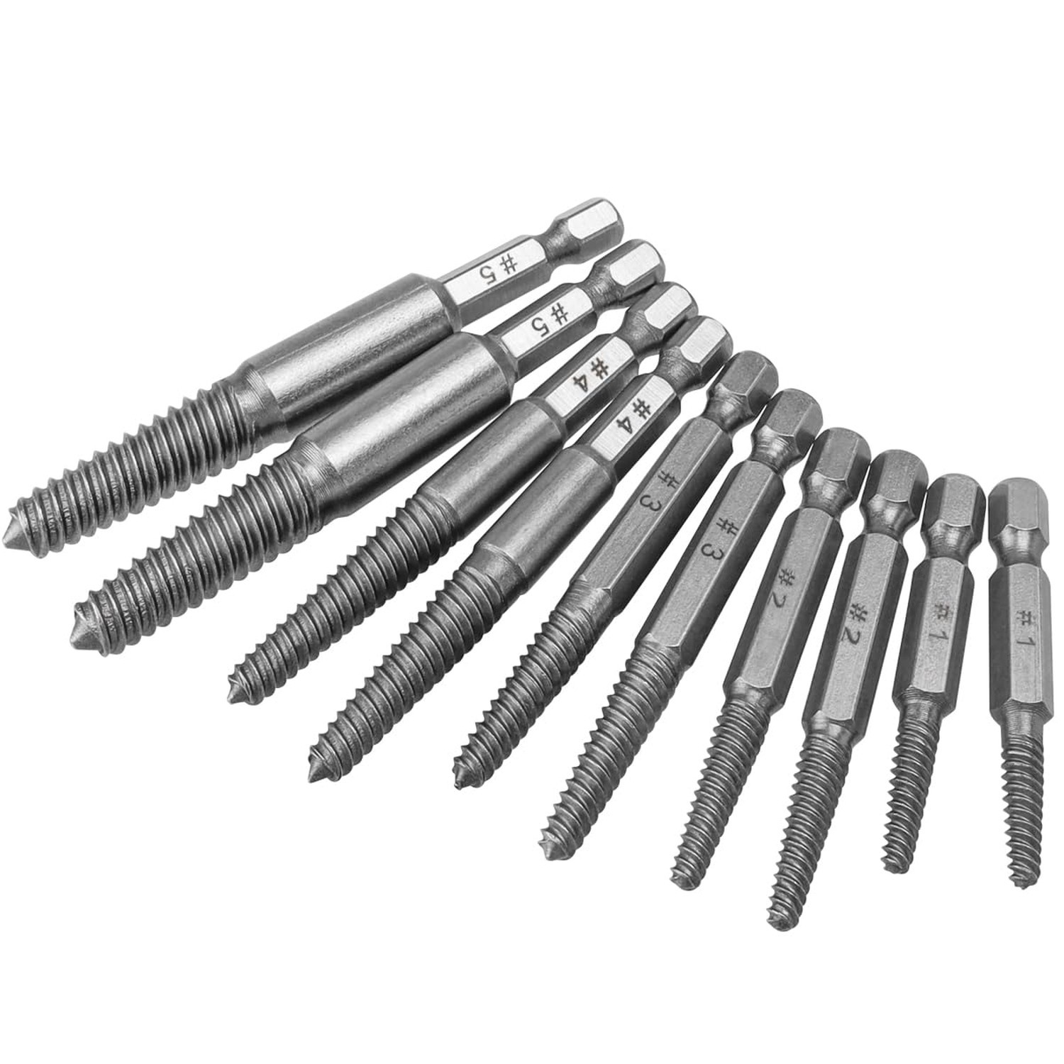 Wolfride 10Pcs Broken Screw Extractor Set, Stripped Screw Remover Drill Bit K...