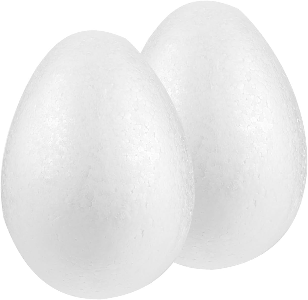 2Pcs 8-Inch White Craft Foam Eggs for DIY Polystyrene Decorations, Painting, Sch