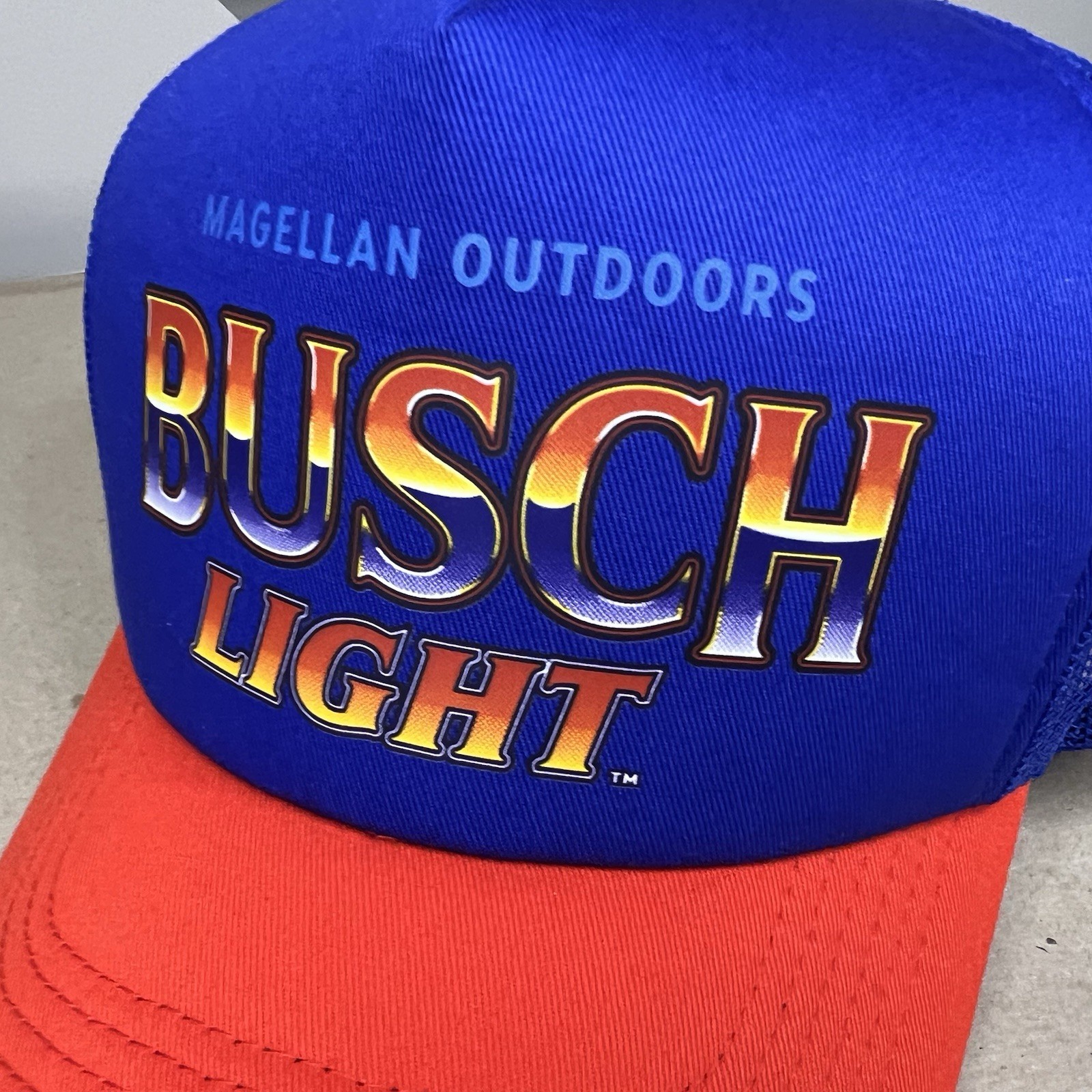 Busch Light Magellan Blue Red Snapback Trucker Hat NWT