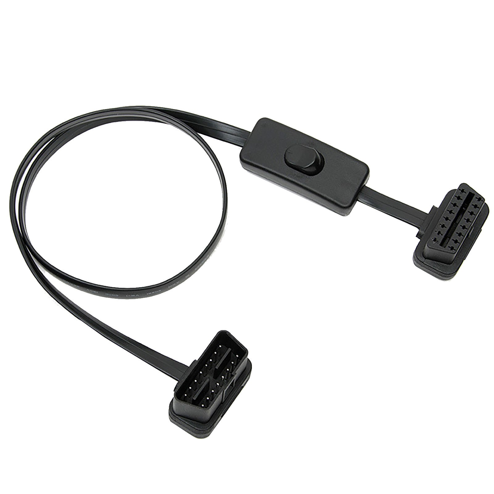 60cm OBD2 II Low Profile Left Right Angle Y Splitter Flat Ribbon Extension Cable
