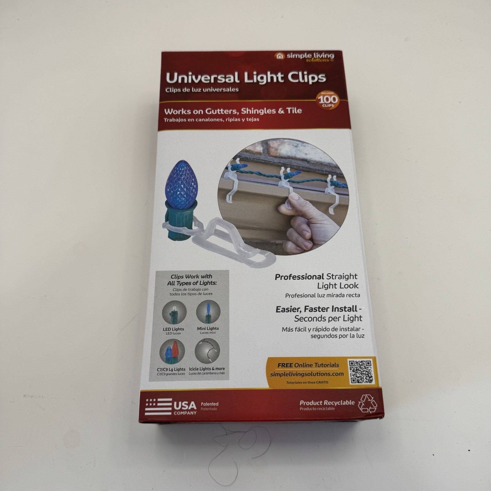 100 Universal Light Clips! Simple Living Solutions For Gutters, Shingles & Tile