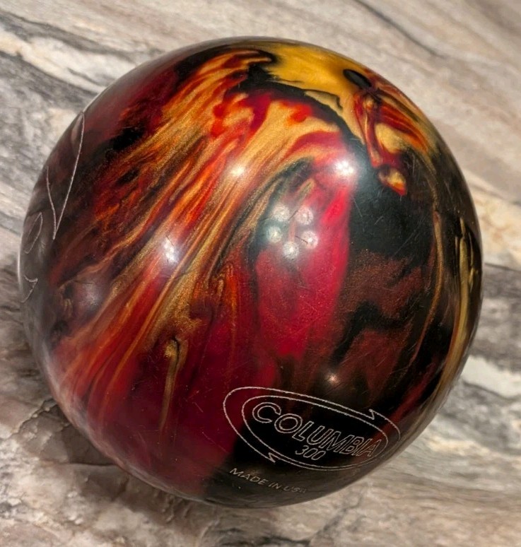Columbia 300 WD Bowling Ball - Black Red Yellow Swirl 11 Lbs Drilled