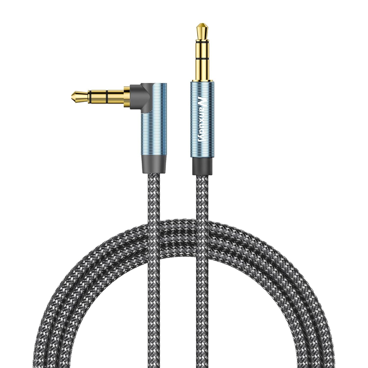 AUX Cord 6ft,3.5mm Stereo Audio Cable 90 Degree Nylon Braided 3.5mm Male to Male