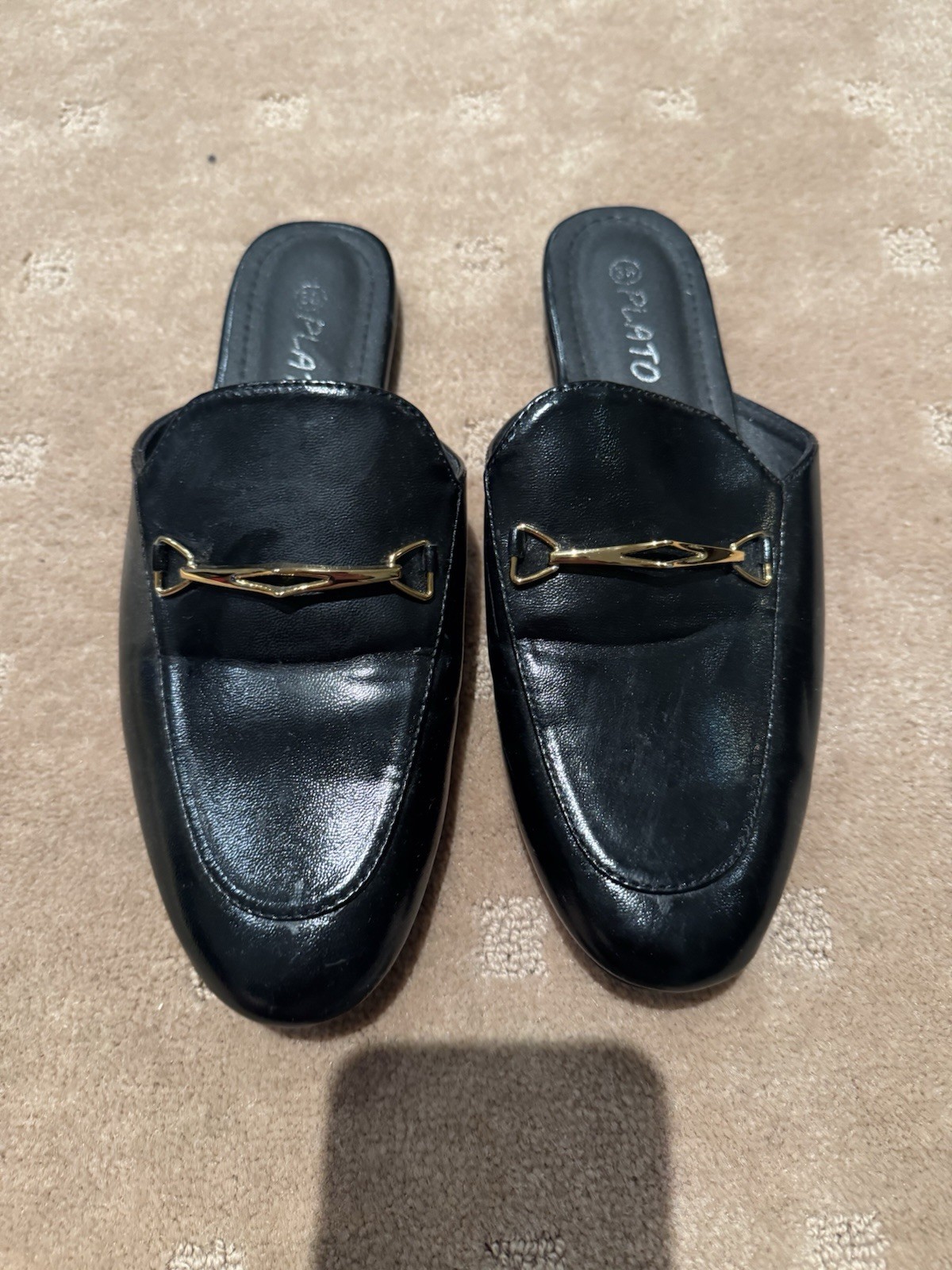LADIES BLACK SLIDES SIZE 38 GOOD CONDITION