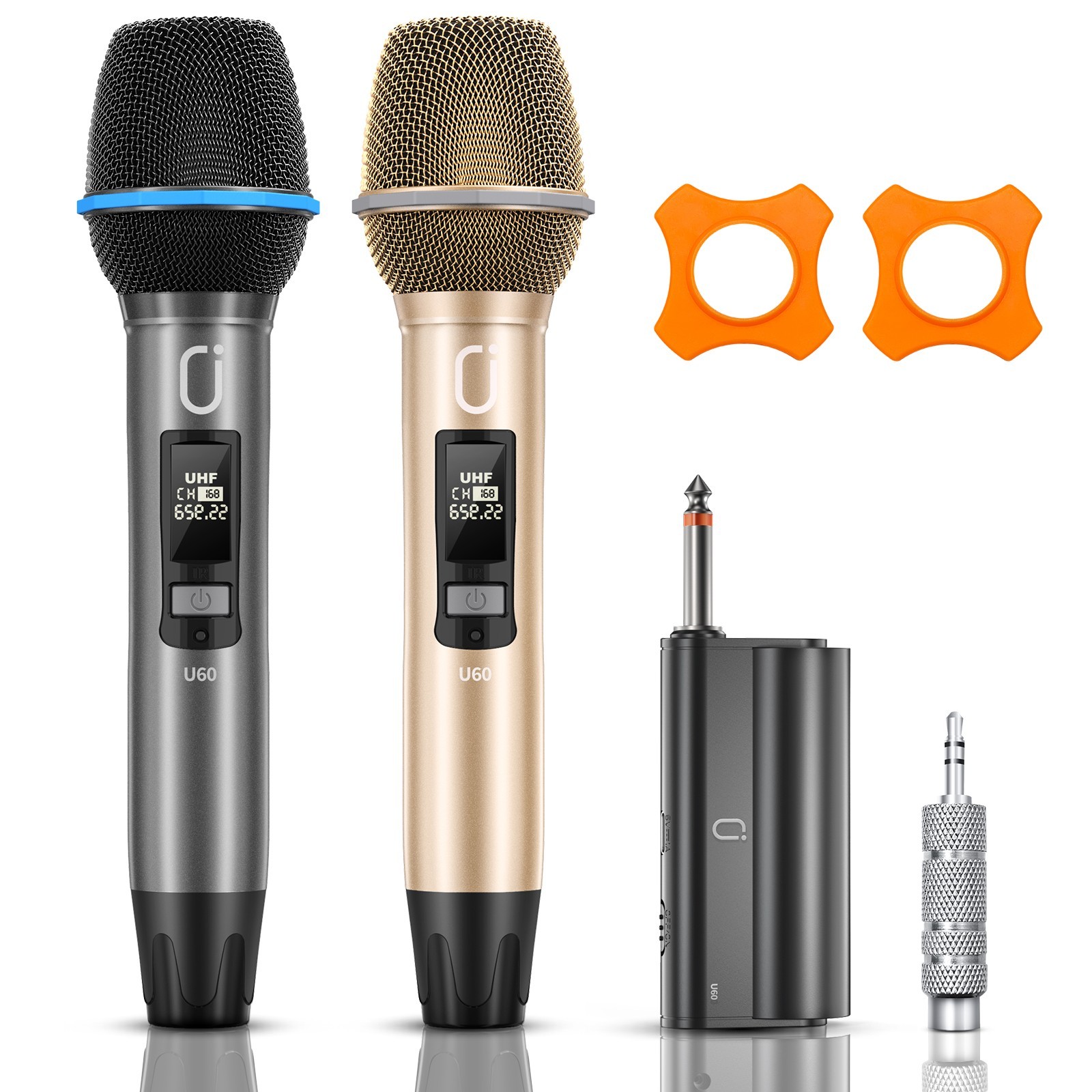 FanFun Wireless Microphone System Dual UHF 30M Range Plug-Play Church PA Karaok