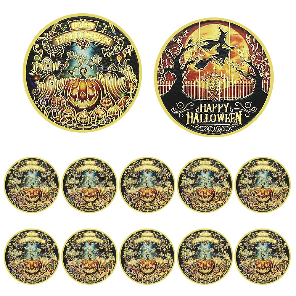 10Pcs Happy Halloween Challenge Coin Pumpkin Ghost Collectible Medal