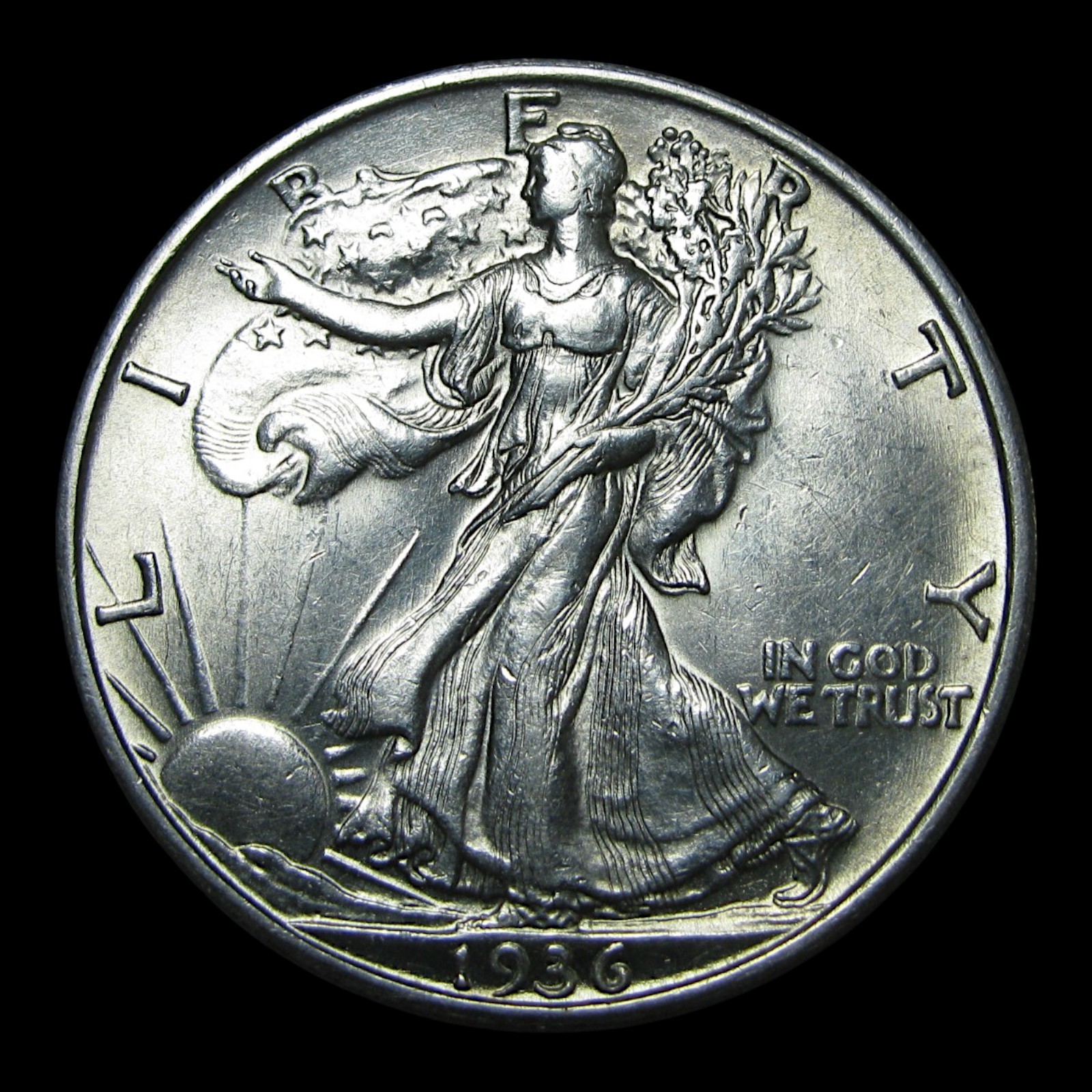 1936-S Walking Liberty Half Dollar Silver ---- Gem BU Coin ---- #KK899