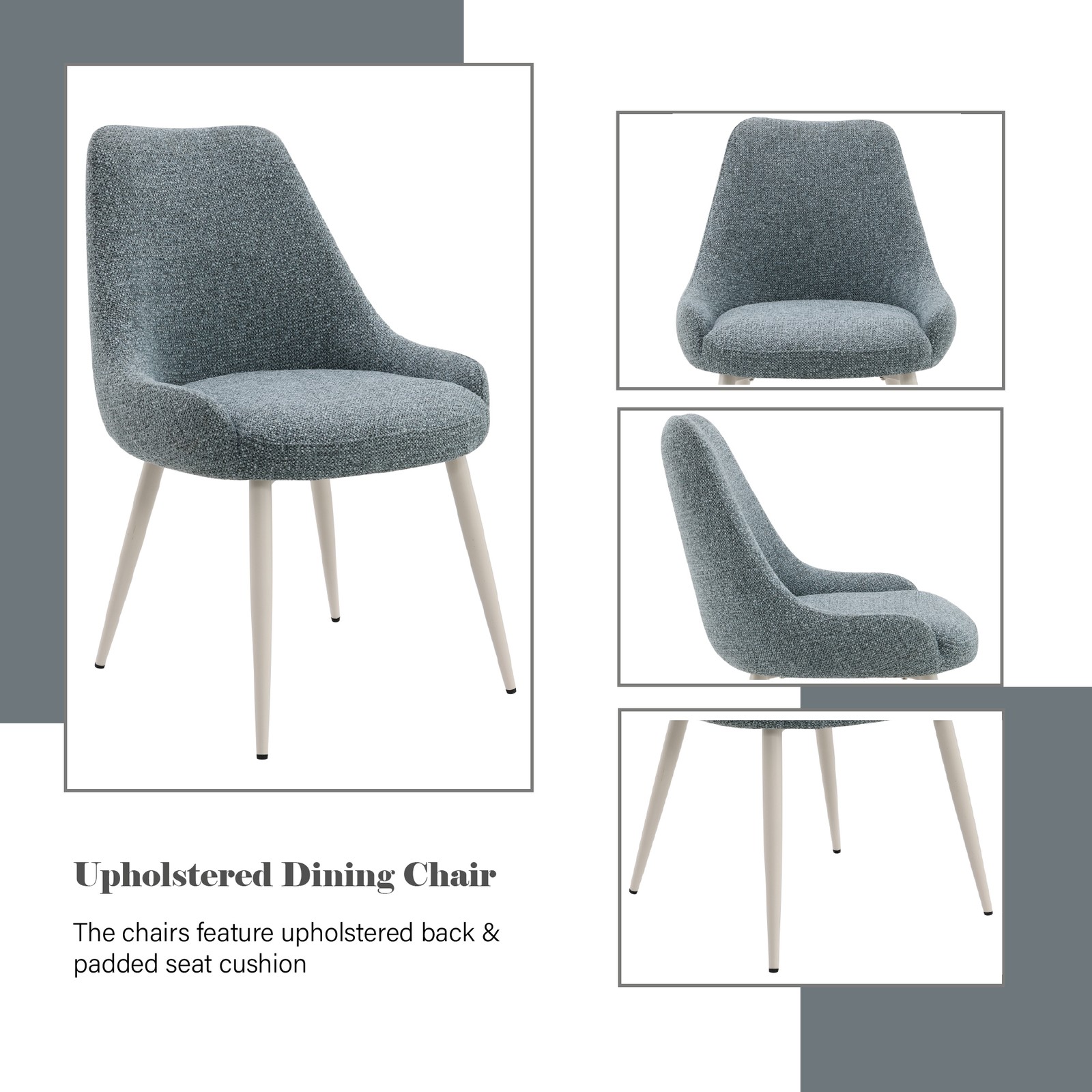 Laela Light Blue Boucle & Bone White Table Side Chair