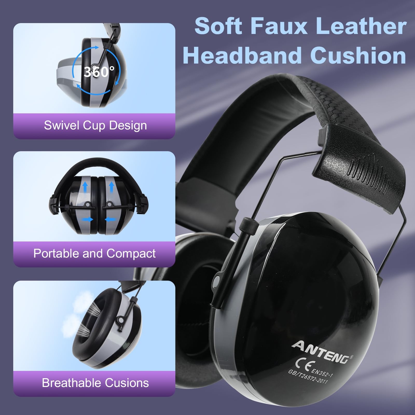 37dB Gun Range Ear Protection, Adjustable Ear Muffs for Noise Reduction, for ...
