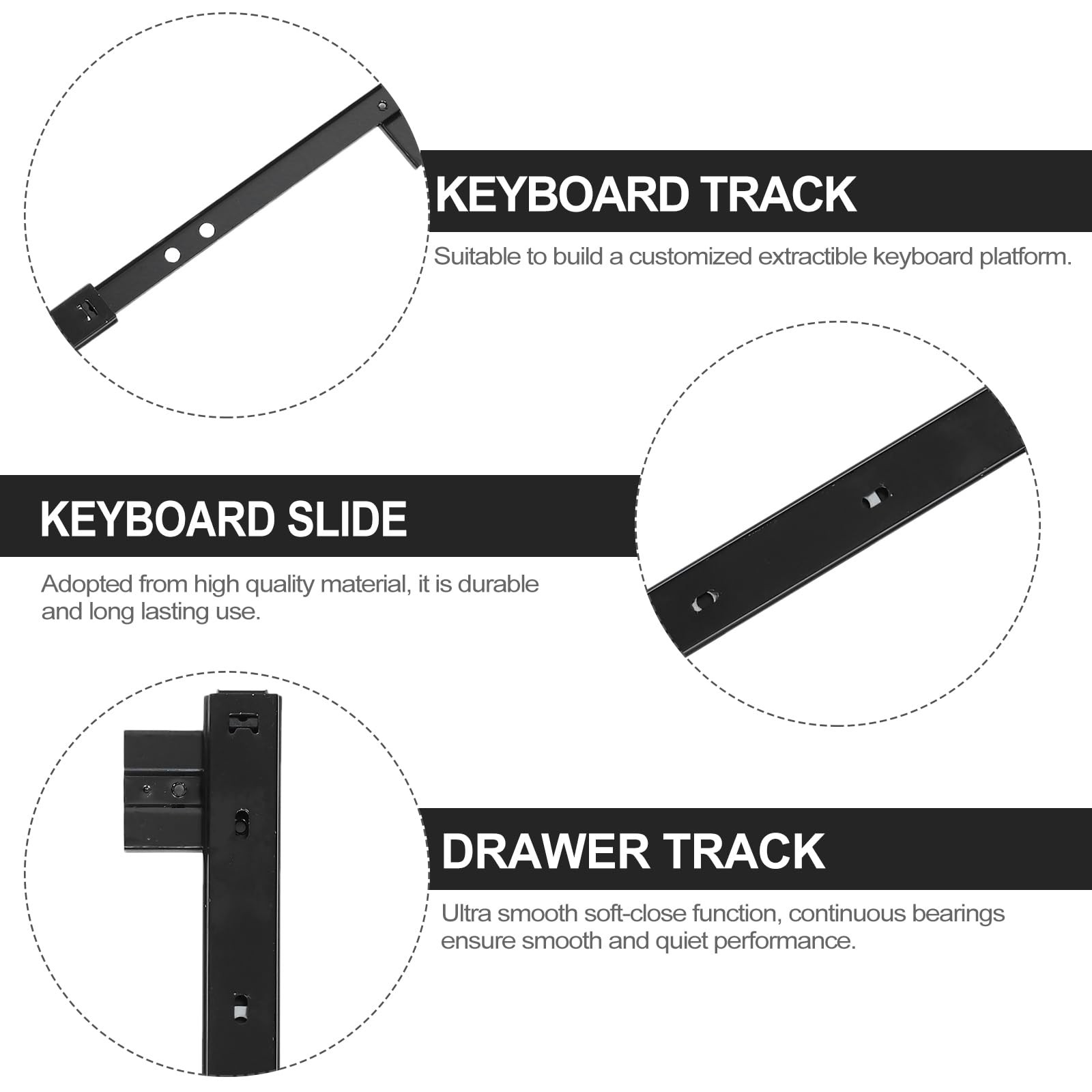 Under Desk Keyboard Tray Slide Adjustable Computer Keyboard Rail