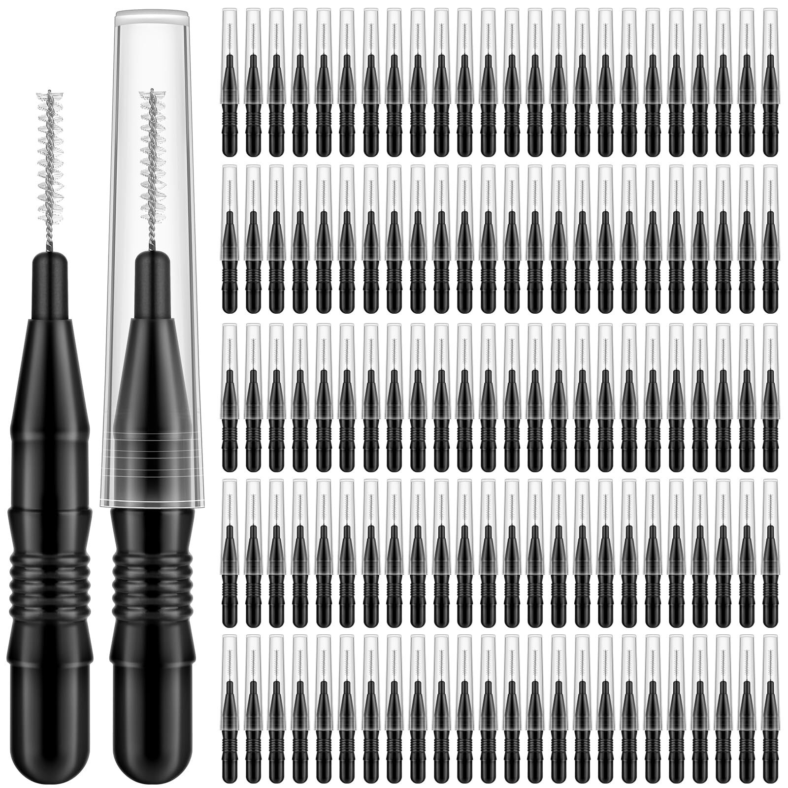 120pcs Micro Eyebrow Brush With Cap Brow Lamination Eyelash Lash Filler