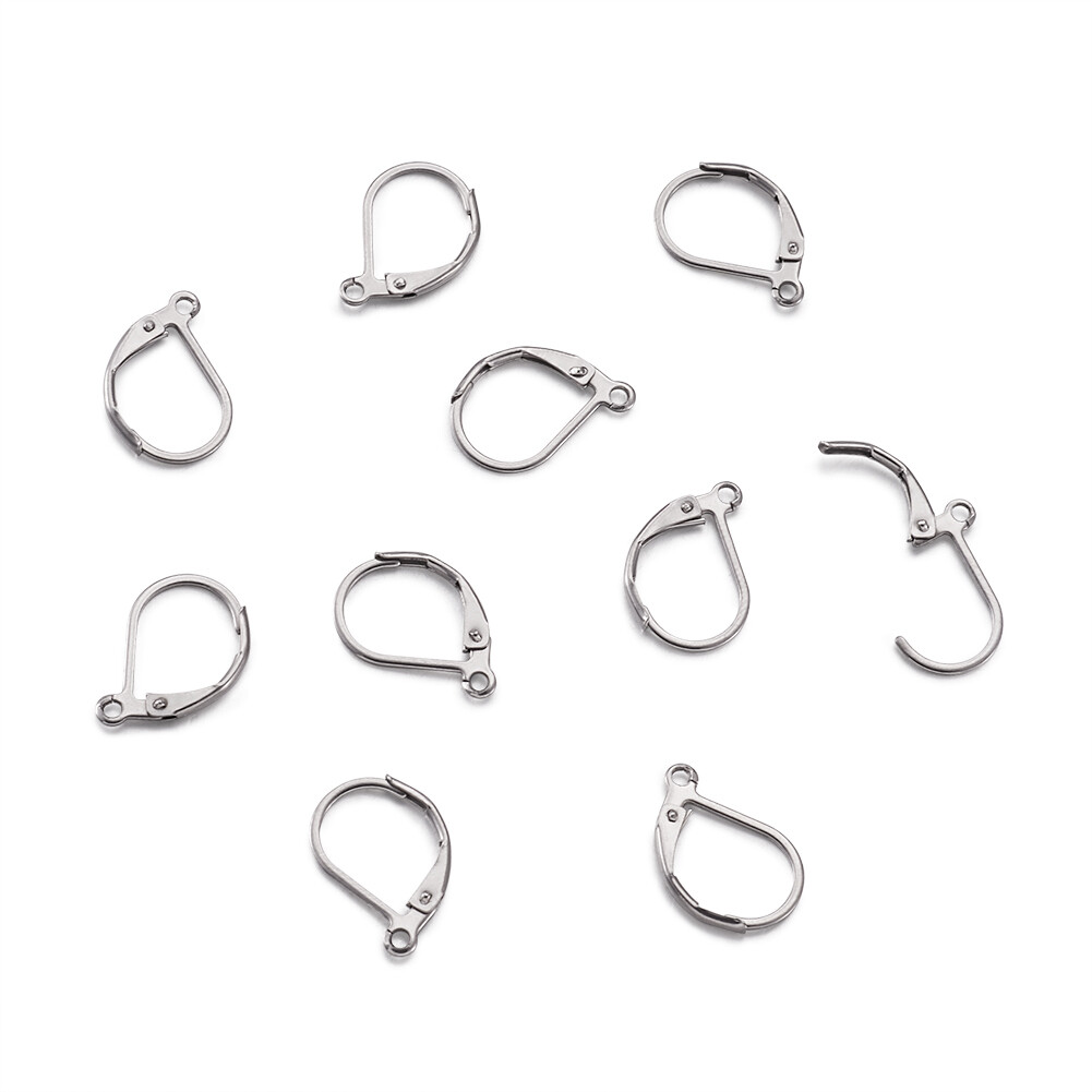 100 Pcs France Earring Hoop 304 Stainless Steel Lever Back Hoop Earrings 10x15mm