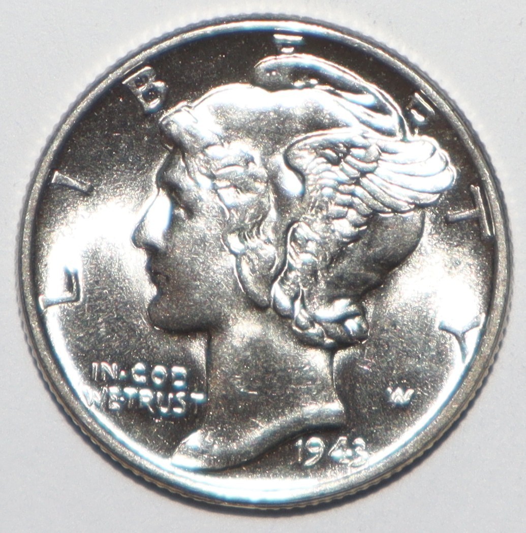 1943 Mercury Dime CHOICE BRILLIANT UNCIRCULATED (L237)