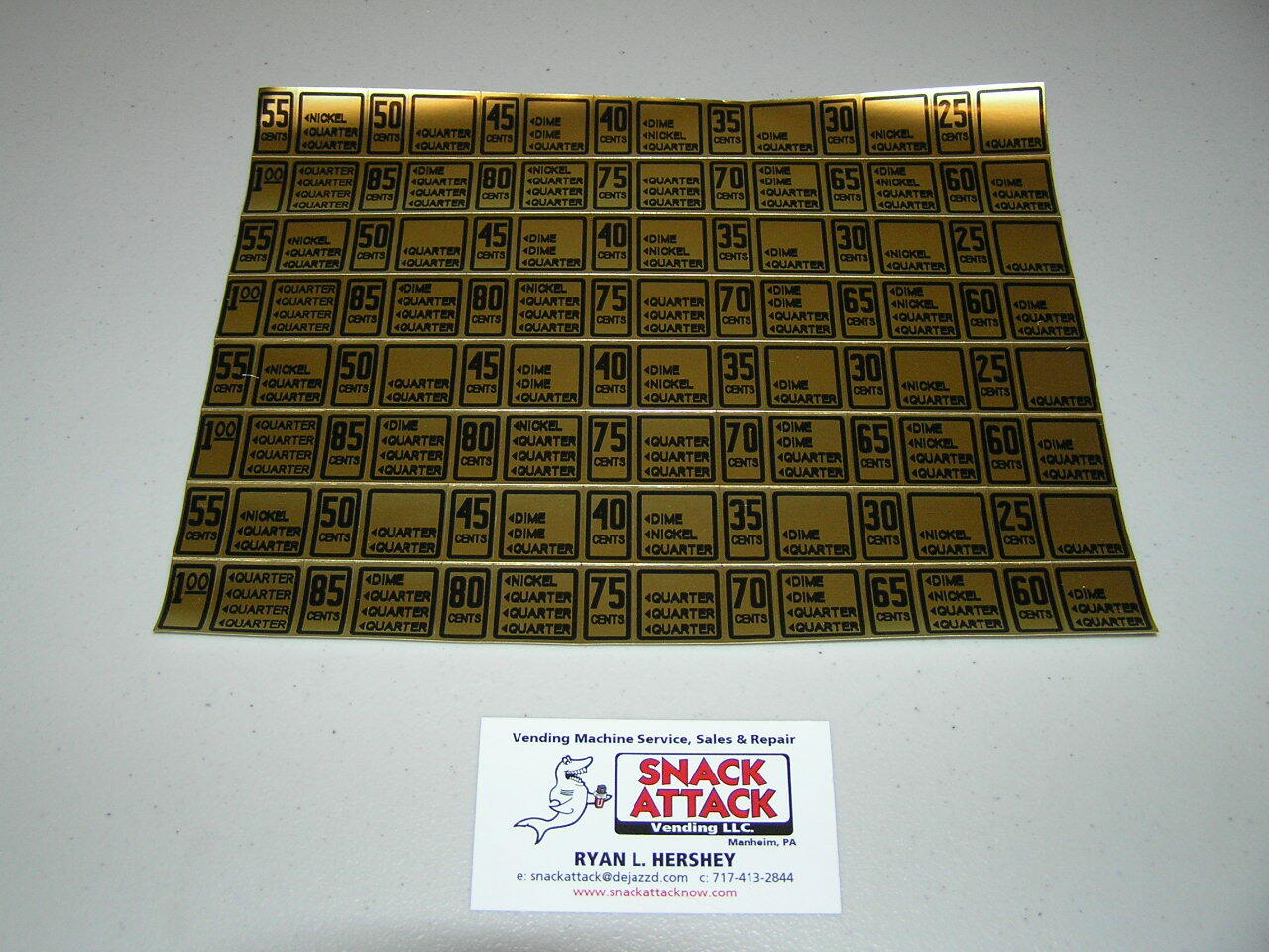 ANTARES VENDING MACHINE EDINA COIN MECH GOLD PRICING STICKERS / Free Ship!