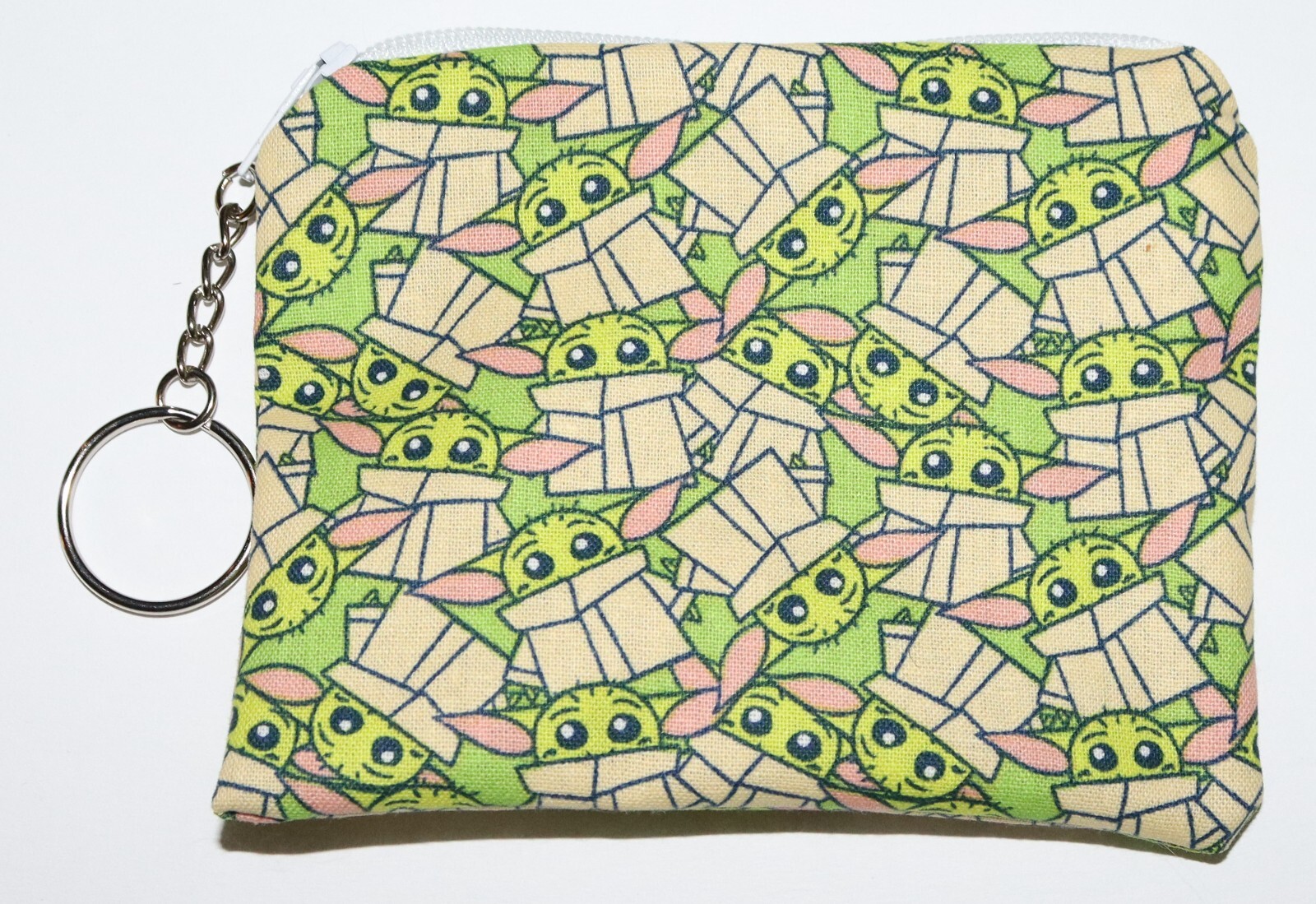 Handmade Small Zipper Coin Purse Pouch Bag with Key Ring Star Wars Yoda