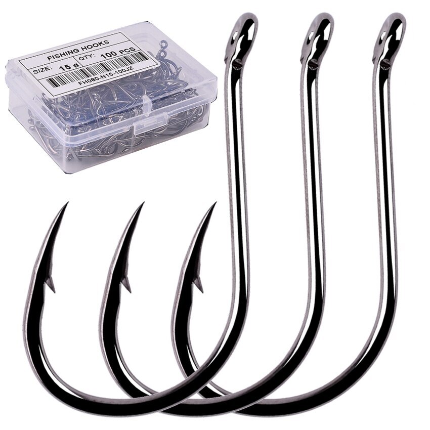 100pcs/Box Fishing Hook Iseama Circle Carp Eyed Fishing Hook Size 2-22#