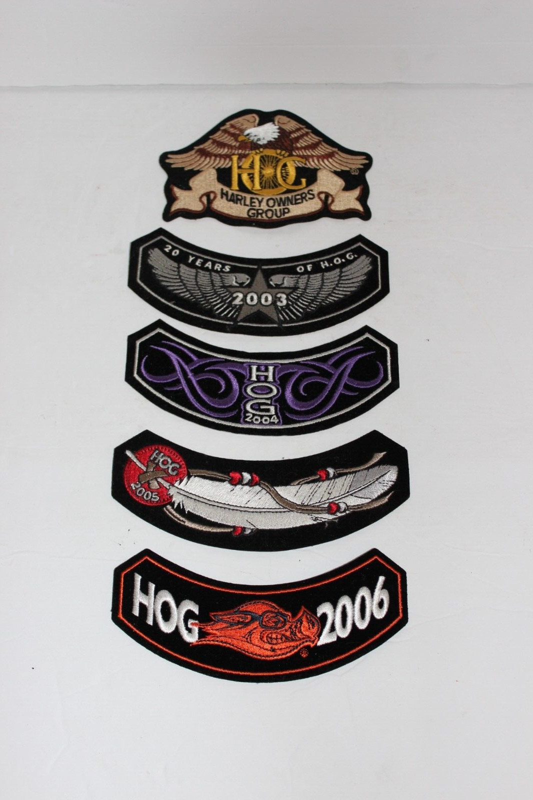 Harley Davidson Motorcycle HOG Patches 2003-2006 plus Eagle Gold Patch