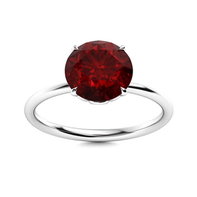 Sterling Silver Garnet Gemstone Statement Solitaire January Ring Jewelry
