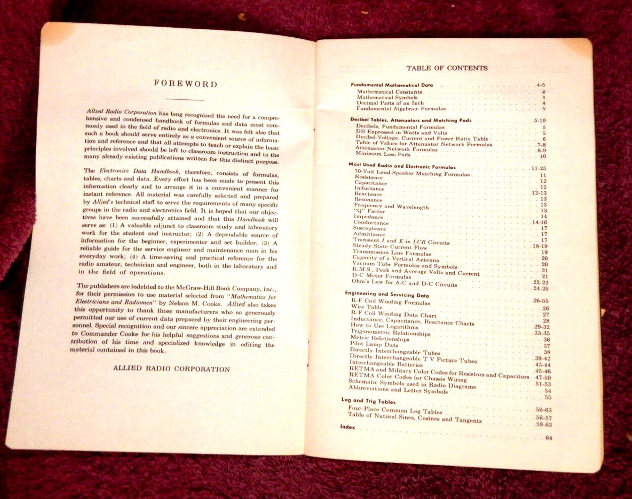 Vintage 1956 Allied's Electronics Data Handbook