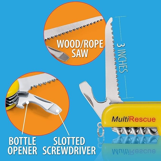 MAXAM Multi-Function Rescue Knife - Includes Seat Belt Cutter and Glass Breaker