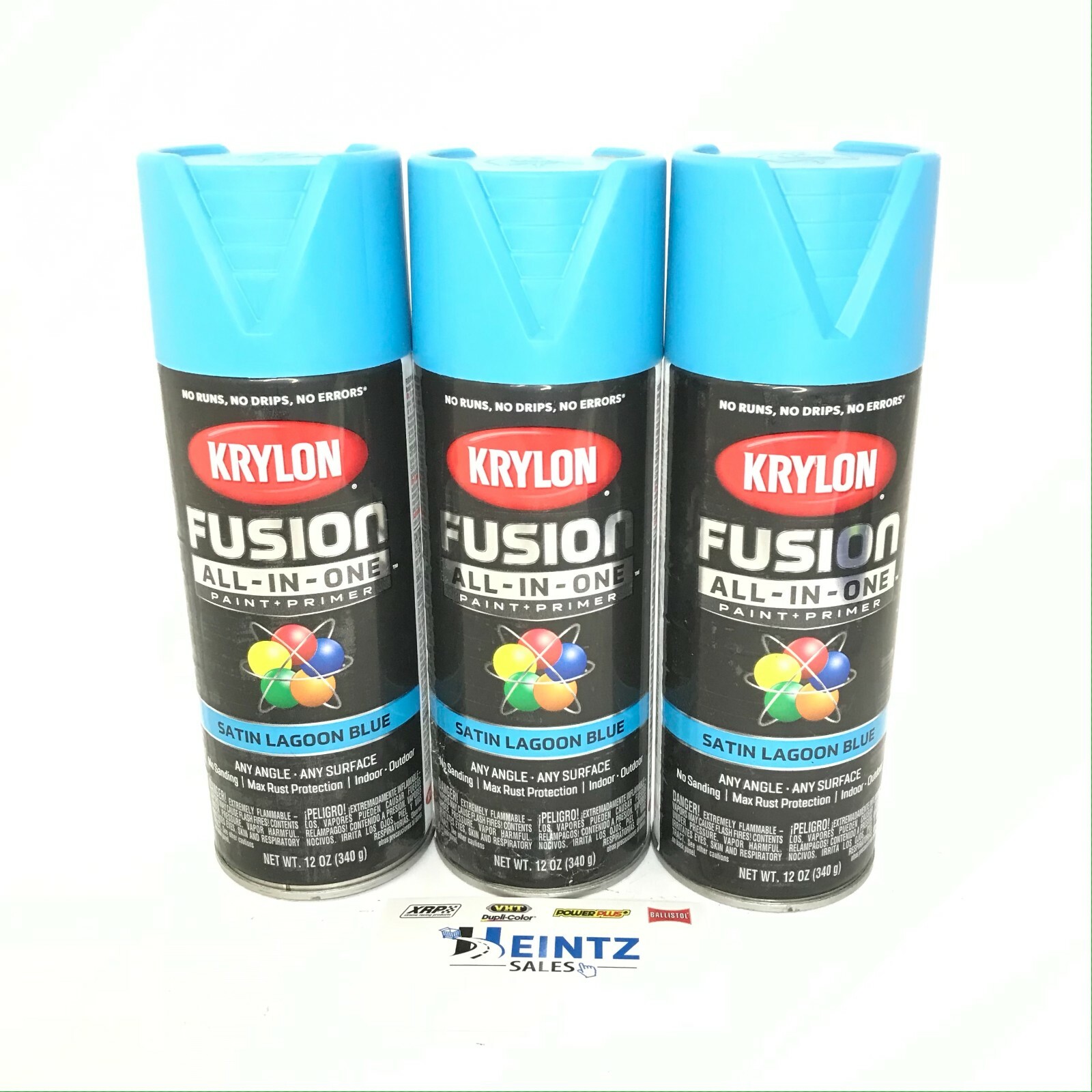 KRYLON 2741-3 PACK SATIN LAGOON BLUE All-In-One Fusion Paint & Primer - No-Peel